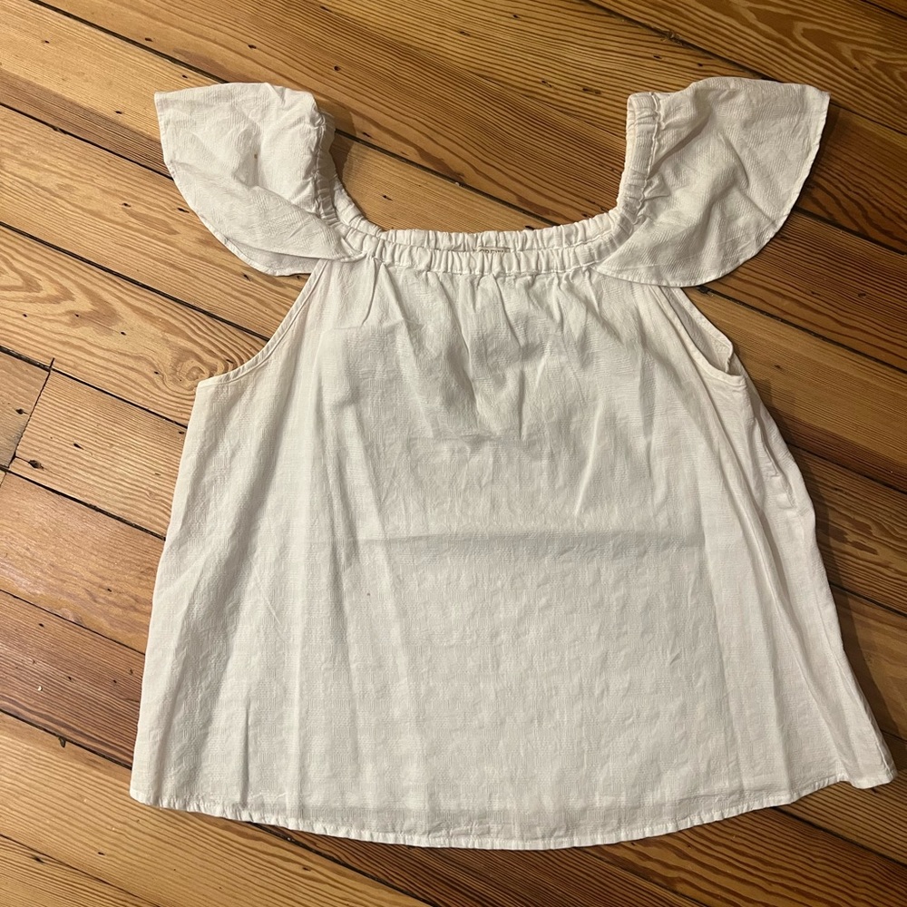 J Crew smocked gauze flutter sleeve top